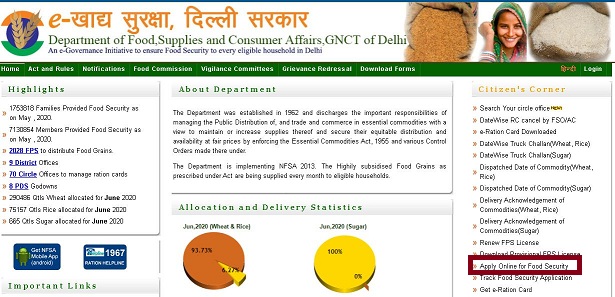 Delhi Ration Card 2020 Online Apply