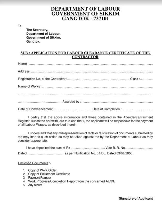 सिक्किम लेबर कार्ड के लिए आवेदन कैसे करें? | Sikkim Labour card Registration Form 2 सिक्किम लेबर कार्ड के लिए आवेदन कैसे करें