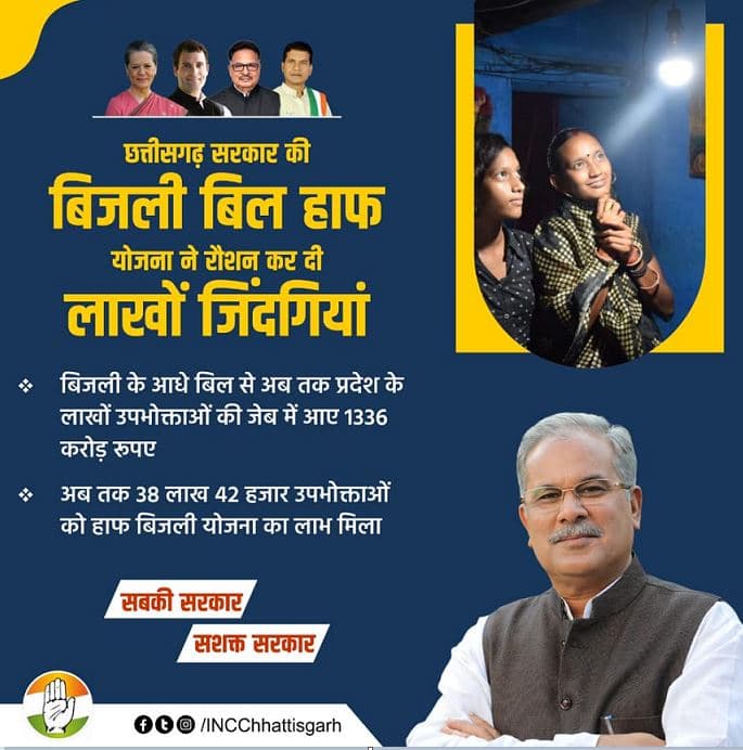 छत्तीसगढ़ हाफ बिजली बिल योजना | पात्रता, लाभ उद्देश्य नियम व शर्ते | CG Bijli Bill Half Yojana 2 छत्तीसगढ़ हाफ बिजली बिल योजना पात्रता लाभ उद्देश्य CG Bijli Bill Half Yojana Kya Hai